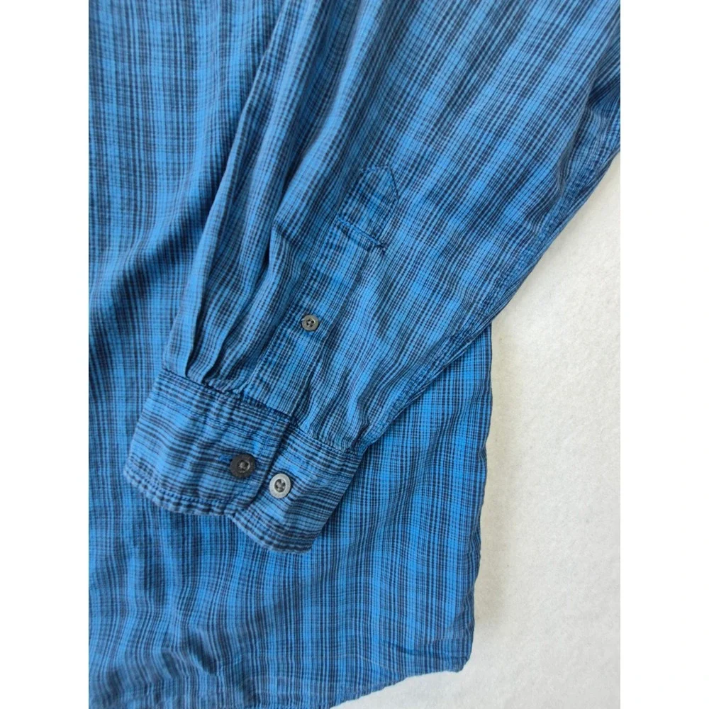 The North Face A5 Series Mens XL Blue Plaid Long Sleeve Button Down Cotton Shirt